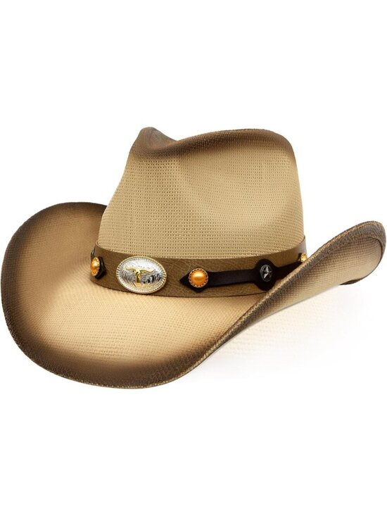 Women 01-Biege Cowgirl Western Straw Wide with Shapeable Brim Cowboy Hat main image 5